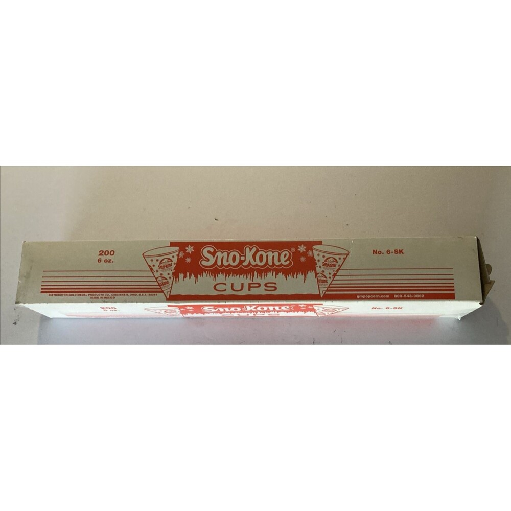 SNO Kone Ice Cups Heavy Duty Sno-Kone 6oz Paper Cups NOS No. 6-SK 200 Total